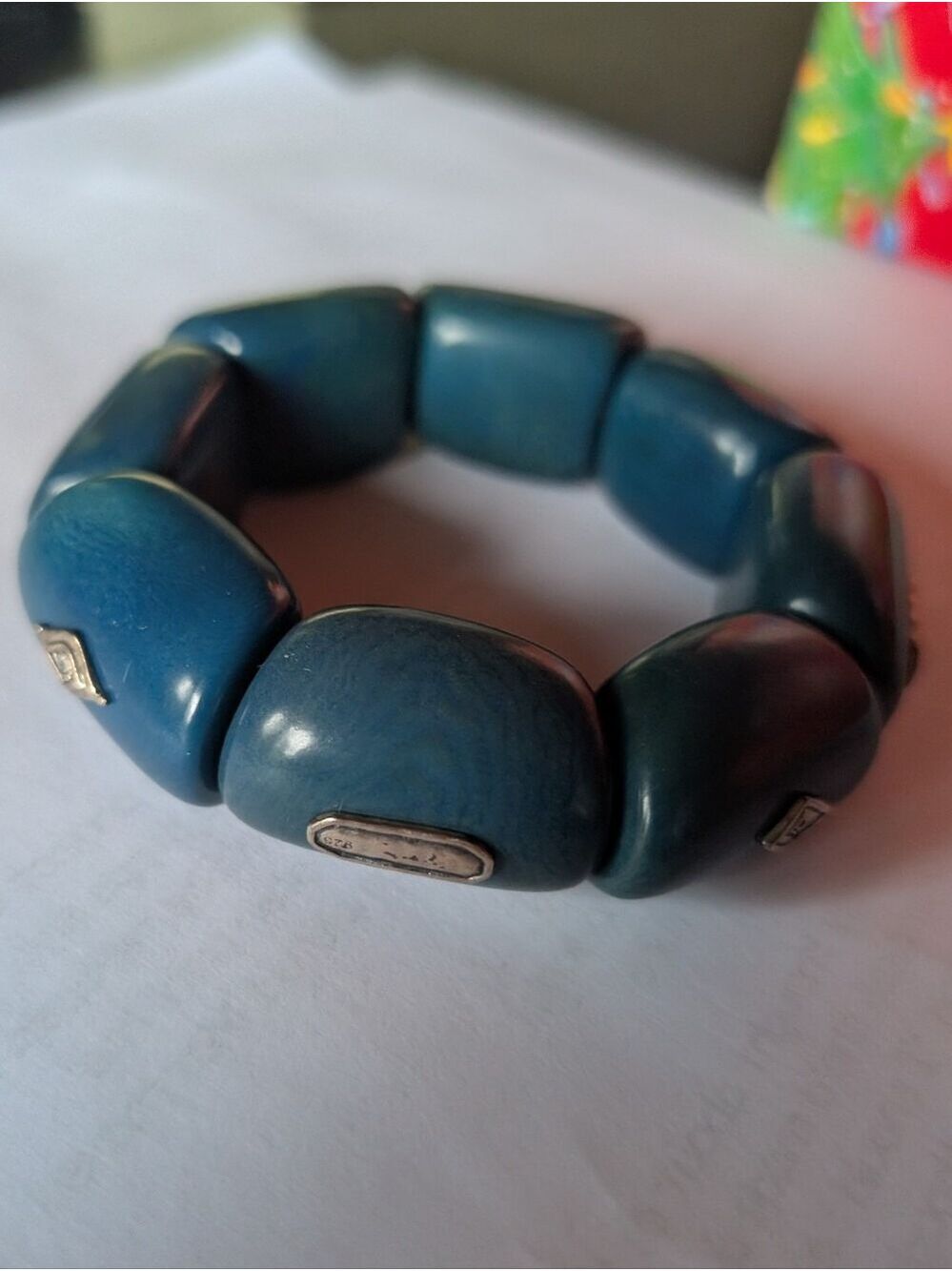 SILPADA Blue Polished Palms Stretch Bracelet~B3299~Sterling Silver~Swarovski